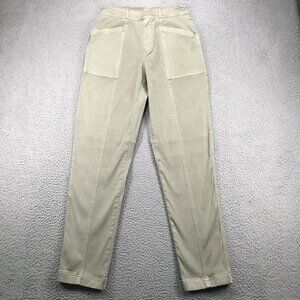 SPANX Pants Womens Size MEDIUM Olive‎ Green Twill Straight Leg High Rise Pull On